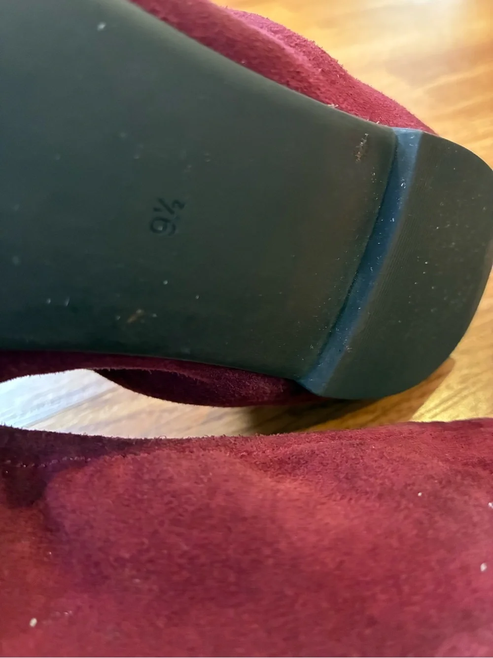 Tory Burch Wine Suede Logo Ballet Flats